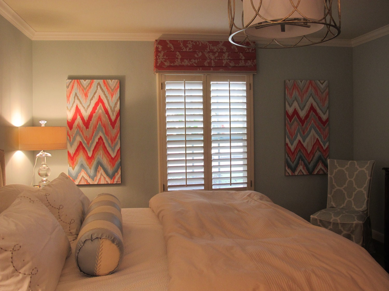 Custom ikat chevron PAIR 24x36 Painting by Jennifer Moreman