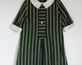 Vintage 1960's Little Girl Dress - Green Striped MOD