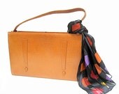 Vintage Leather Handbag 1950s Retro Tan Lesco