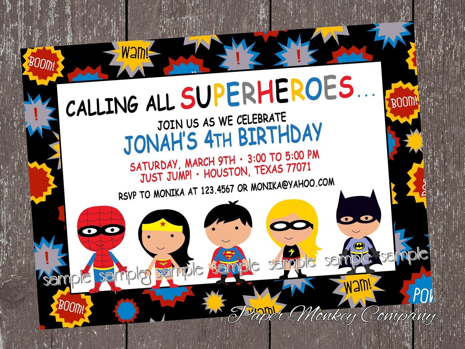 Superhero Birthday Invitations