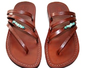 Brown Decor Rainbow Leather Sandals
