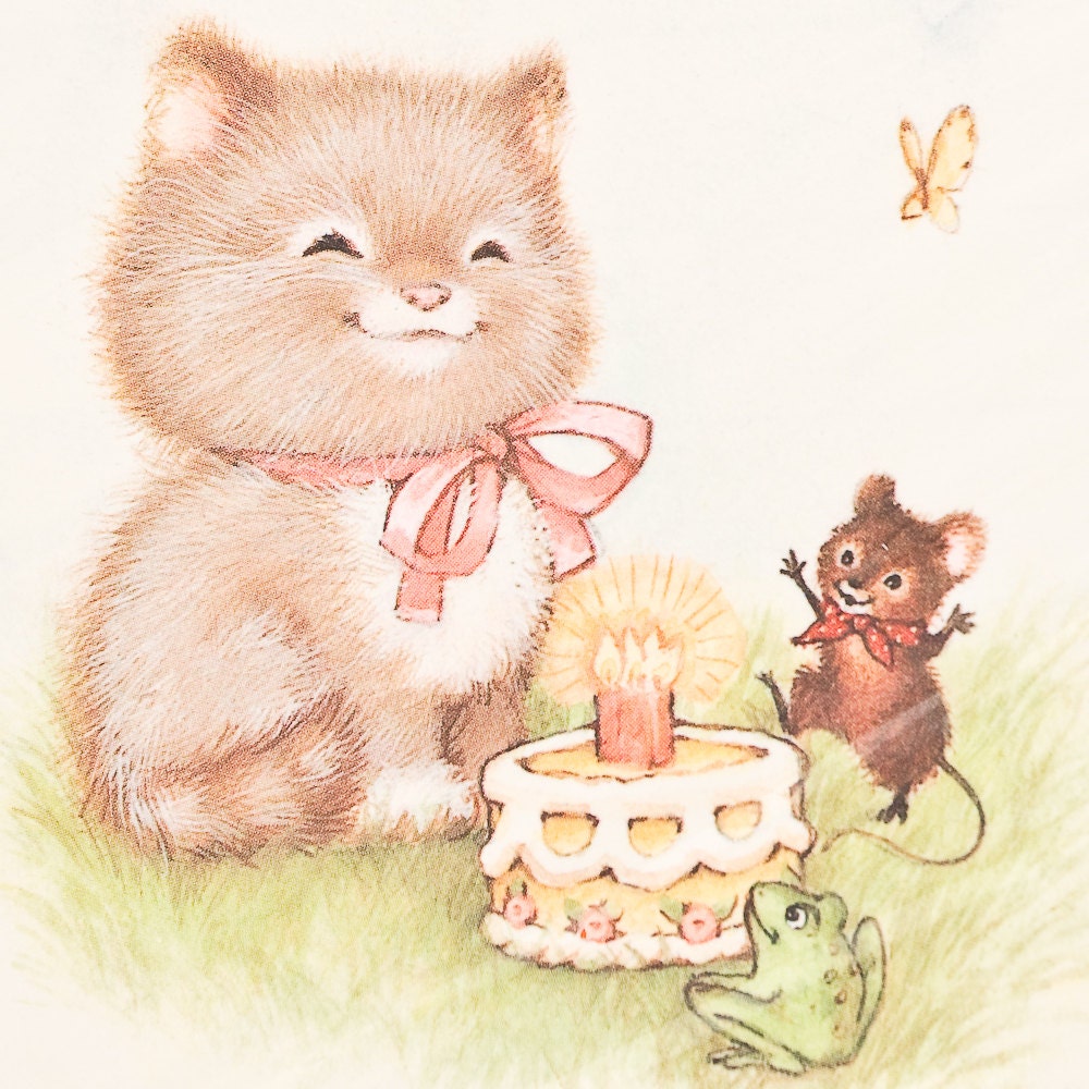 Vintage 1980s Cute Kitty Cat Birthday Party Invitations unopened by Hallmark