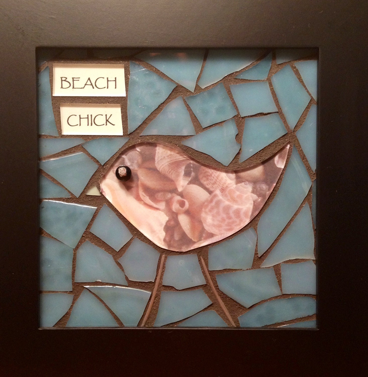 Beach Chick-Glass Mosaic-Whimsical Bird Art