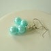 Two Strand Tiffany Blue Pearl with Square Rhinestone Pendant Beaded Necklace and Earring Set Great Brides or Bridesmaid Gifts