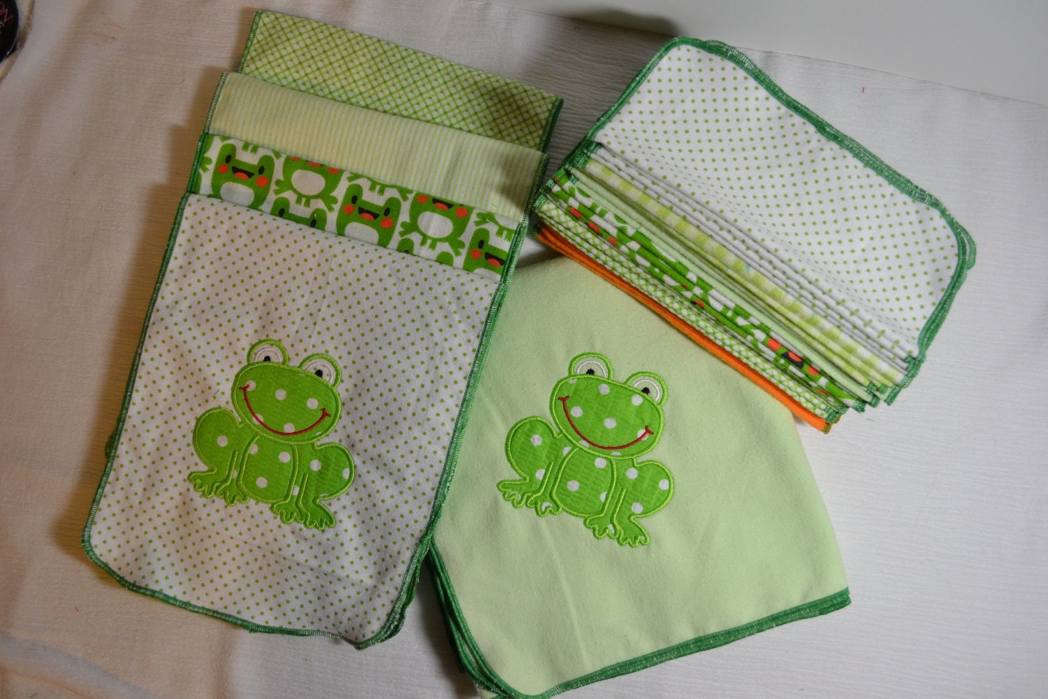 Little Froggy Blanket, wipes, and Burp Clothes
