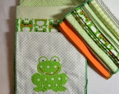 Little Froggy Flannel Wipes and Burp Clothes