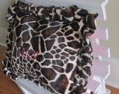 Giraffe and Hot Pink Rosette Minky Chenille Ruffle Personalized Pillow for Baby or Toddler
