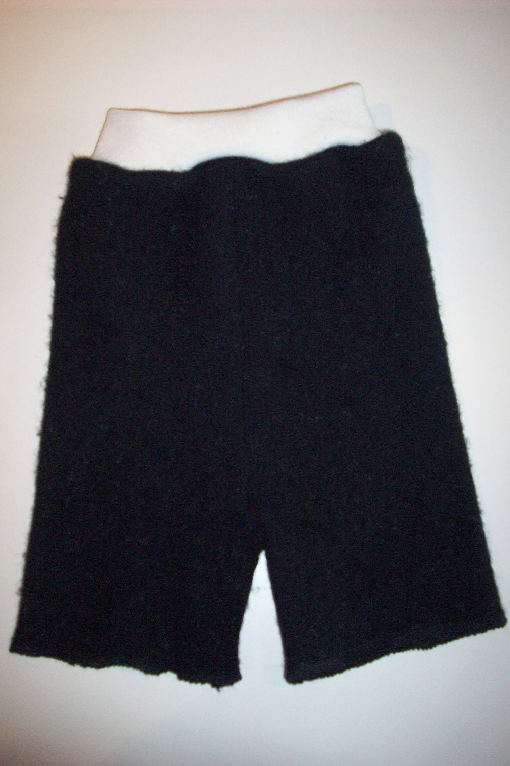 Wool Diaper Cover -  Recycled Black Lambswool and Interlock Wool Diaper Shorties -   Medium shorties