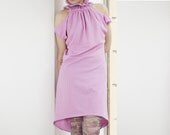 SALE - LAST PIECE - Sorbet pink cotton dress with cut out shoulders and ruffle collar