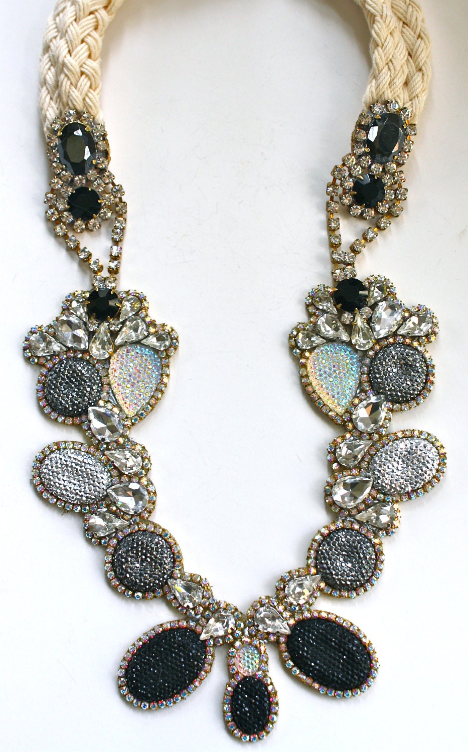 Seurat in Color Block (Metallic) -  One of a Kind Statement Necklace