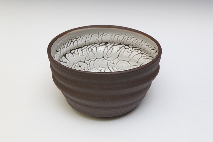 Wheel Thrown Black Mountain Clay Wobbly Bowl with textured glaze