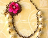Flower Necklace Bridesmaid Jewelry Pink Necklace Pearl Jewelry Bib Bridesmaid Necklace