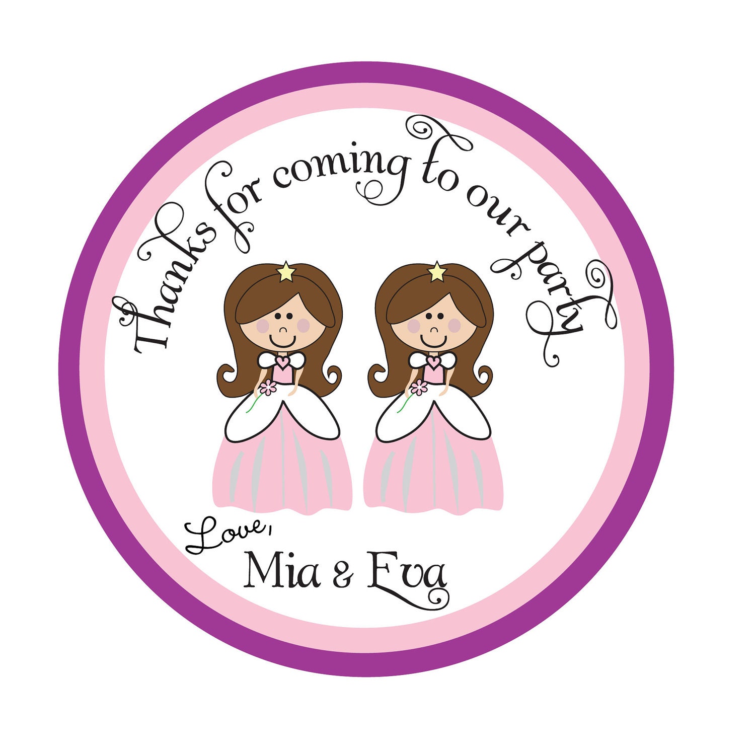 Personalized Princess Stickers, fairy, Pink,Children, Kids, Party, Favor stickers, Seals, Labels, Personalized Party Stickers Set of 24 Il_570xn