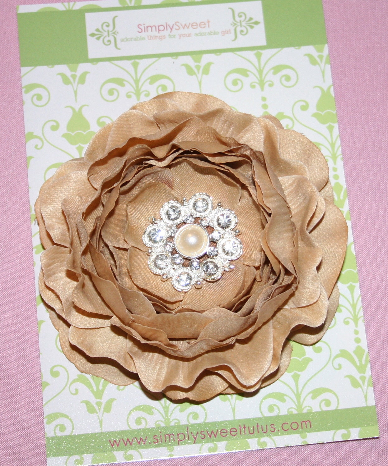 New Item  -  Tan Oatmeal Ranunculus Flower Hair Clip - Baby/Infant/Toddler/Teen Girl - Perfect for Special Occasions,  Photography Prop