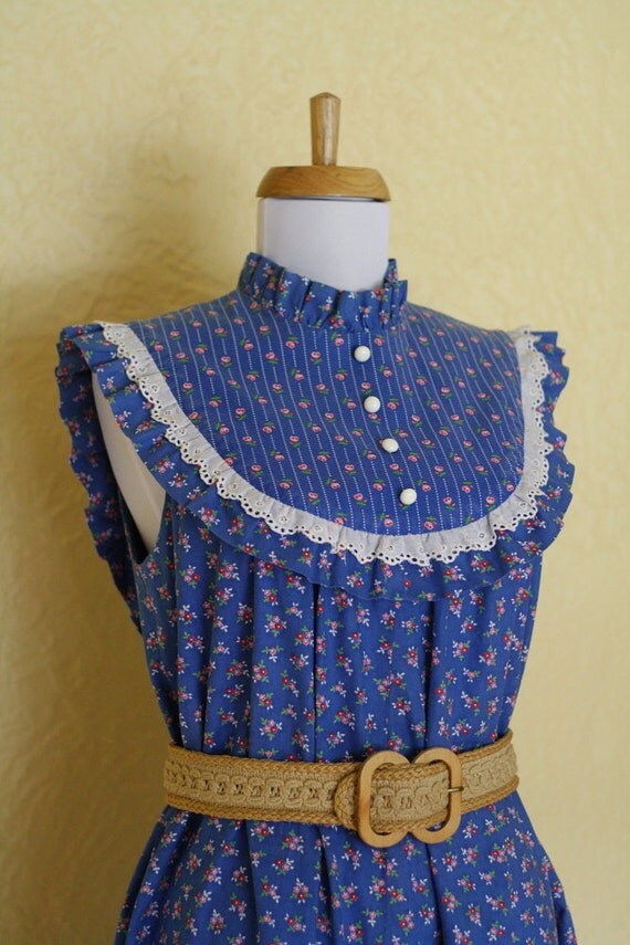 1970s andrade of honolulu blue prairie tent dress / medium