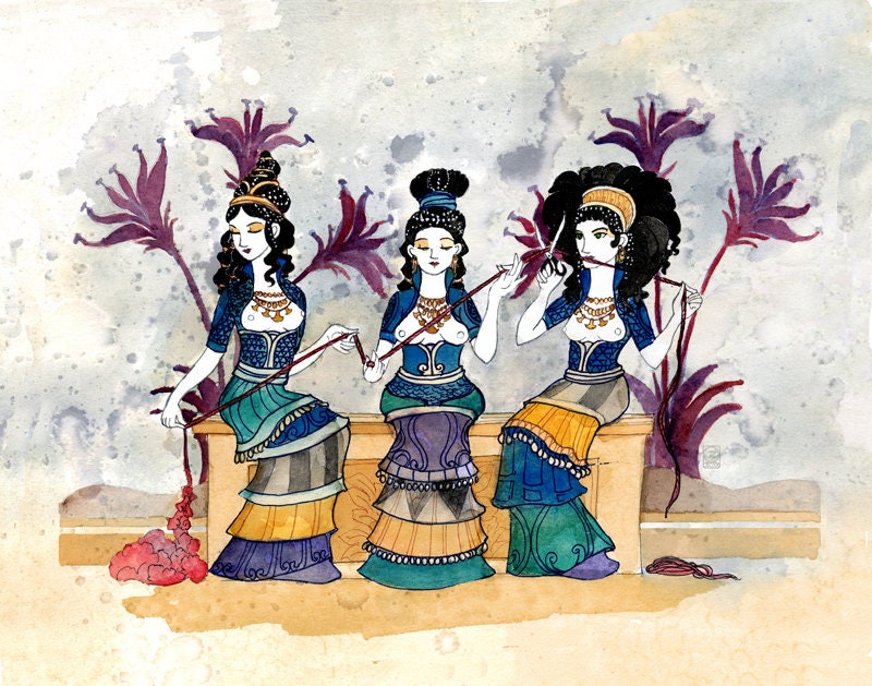 Twist, Measure, and Cut: The Three Fates 8x10 Print