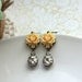 An Ivory, Light Yellow Rose, Estate Style Two Jewel, Rhinestone Jewel Earrings. Wedding. Bridesmaid Earrings. Bride. Maid of Honor.