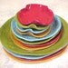 Lot of 4 Sets Hand Built Sushi Appetizer Tapas Tidbit Plates ONE LOT READY Aqua Lime Red Wasabi Sauce Dish Lacy Textures Food Safe Unique