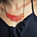 Ombre Crochet Necklace Red Orange Coral Beaded with Swarovski Pearls. Lightweight Jewelry. Boho Bohemian. READY TO SHIP
