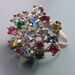 Vintage Sterling silver Paste Rhinestones Princess Mughal Dinner Ring