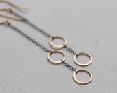 Mixed Metal Chain Earrings in 14k gold fill and oxidized sterling silver