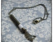 Milk Glass Amulet and Tassel Necklace