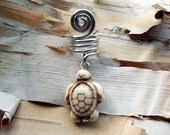 White Bone Colored Turtle Stone Silver Dread Charm Dreadlock Accessory Extension Accessories Dread Boho Bohemaian Hippie Bead