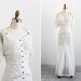 r e s e r v e d - vintage plus size wedding dress / 1930s plus size wedding gown / Sheer White Eyelet Lace Wedding Gown with Crystal Buttons