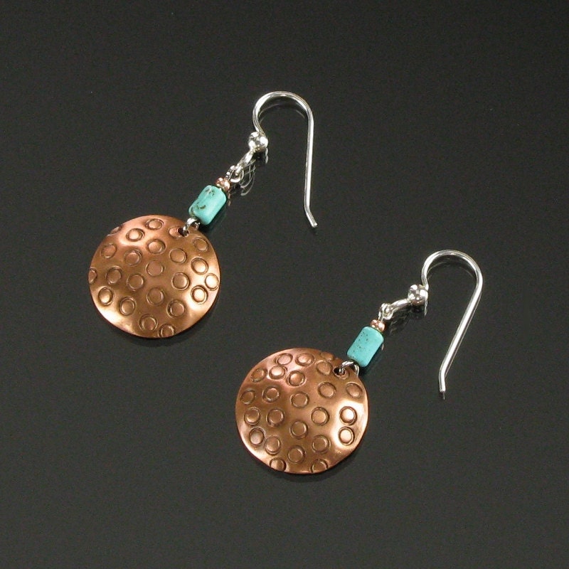 Copper & Sterling Silver Hand-forged Earrings - Mixed Metal Jewelry - Metal Jewelry - Art Jewelry - Metal Earrings - Copper Earrings