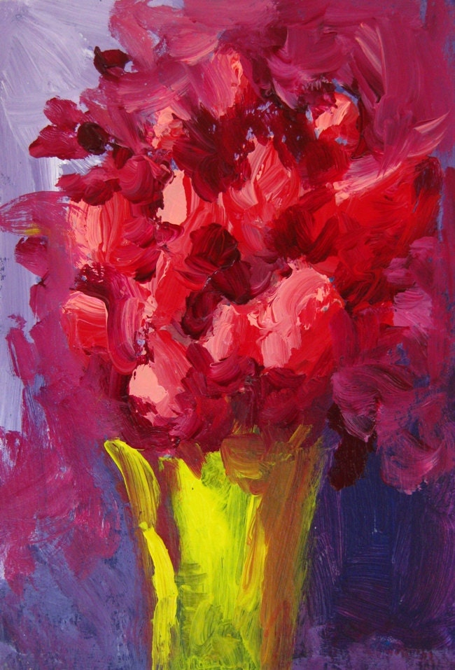 Art, painting, still life, abstract, home decor, flowers, Decor, Gift for Her, Original Acrylic painting on paper, 4 x 6 in