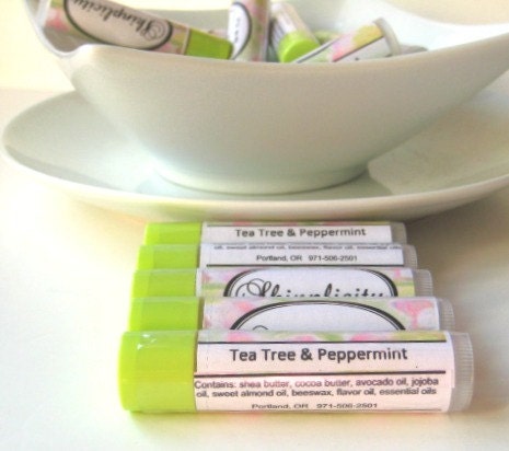 Tea Tree Lip Balm with mint- Healing...Herbal Lip Treatment with pure essential oils