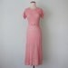 30s dress / pink crochet fitted deco short sleeve belted (xs - s)