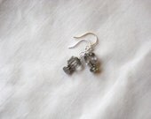 Silver Cathedral Glass and Faceted Labradorite Earrings on Sterling Silver