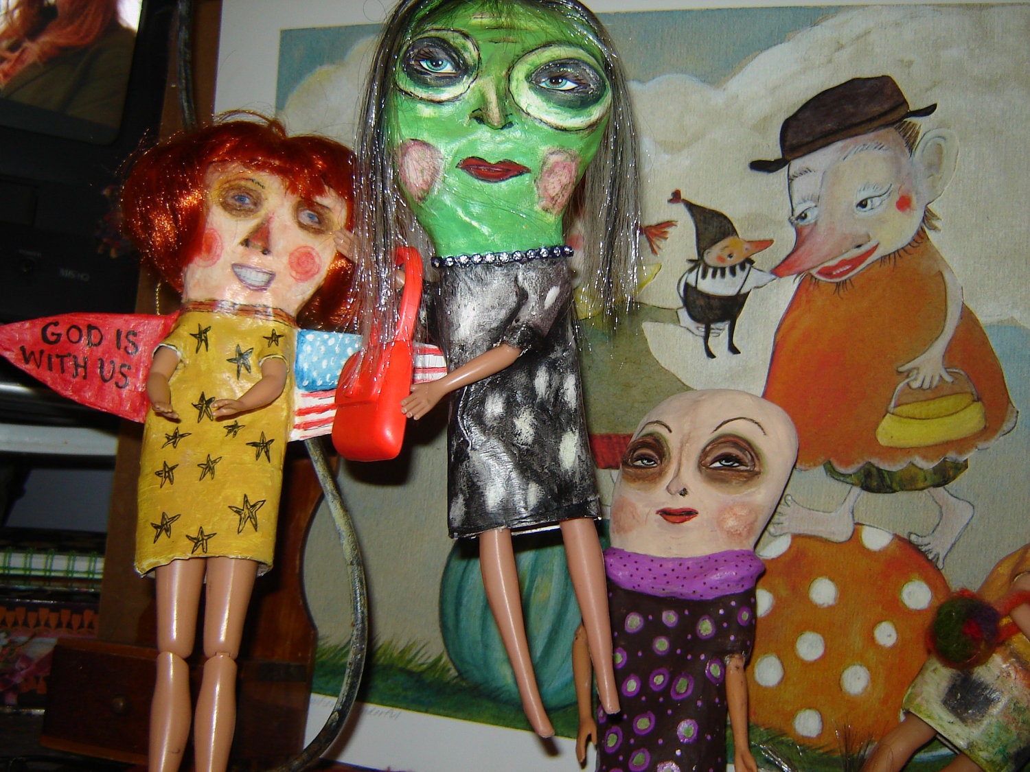 Folk Art Witch Art Doll Halloween ornament witch doll
