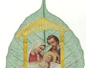 Christmas Nativity. No two leaf or leaf art look exactly alike Christmas collectible leaf art. Have U seen ancient leaf art