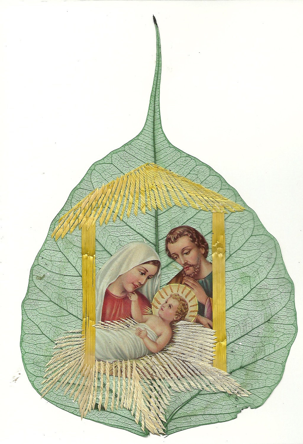 Christmas Nativity. No two leaf or leaf art look exactly alike Christmas collectible leaf art. Have U seen ancient leaf art