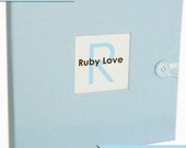 BOY Modern Baby Memory Book - Baby Blue Album . Ruby Love Baby Book with 14 month Calendar