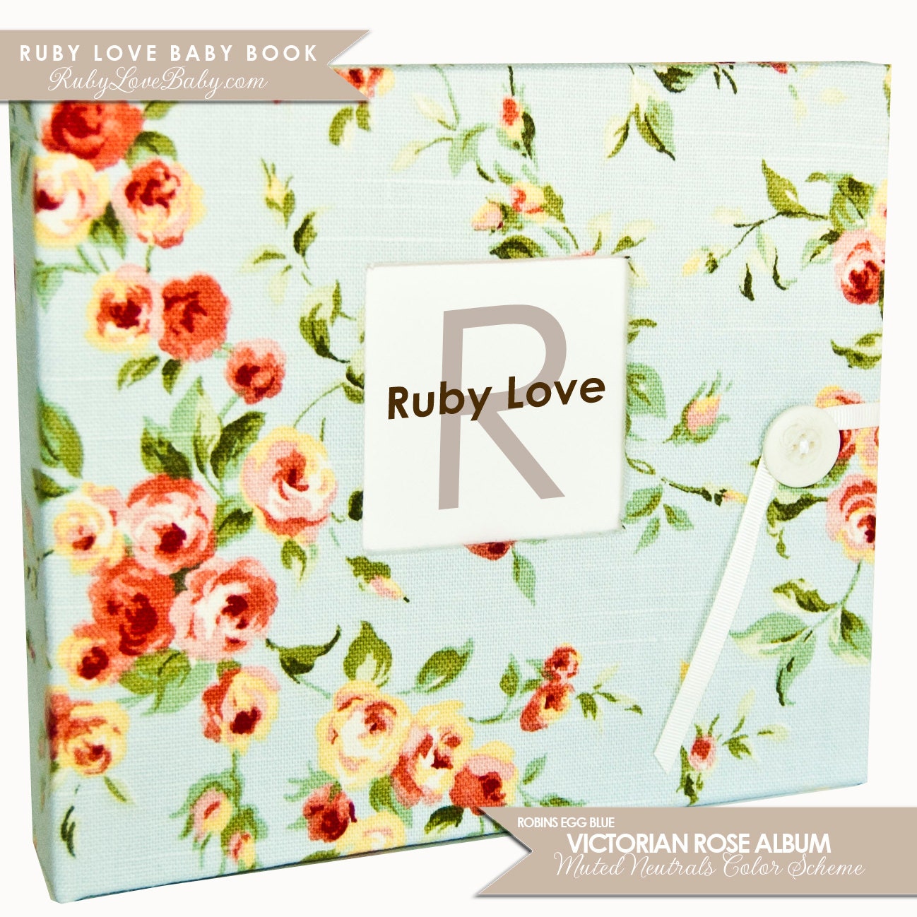 Robin's Egg Blue Victorian Album .... Ruby Love Modern Baby Book