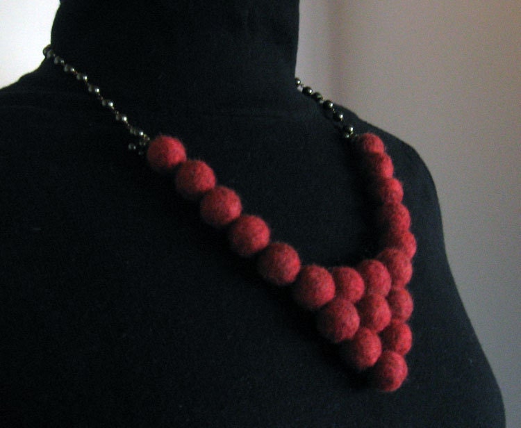 Persimmon Rust Autumn Wool Felt Triangular Necklace