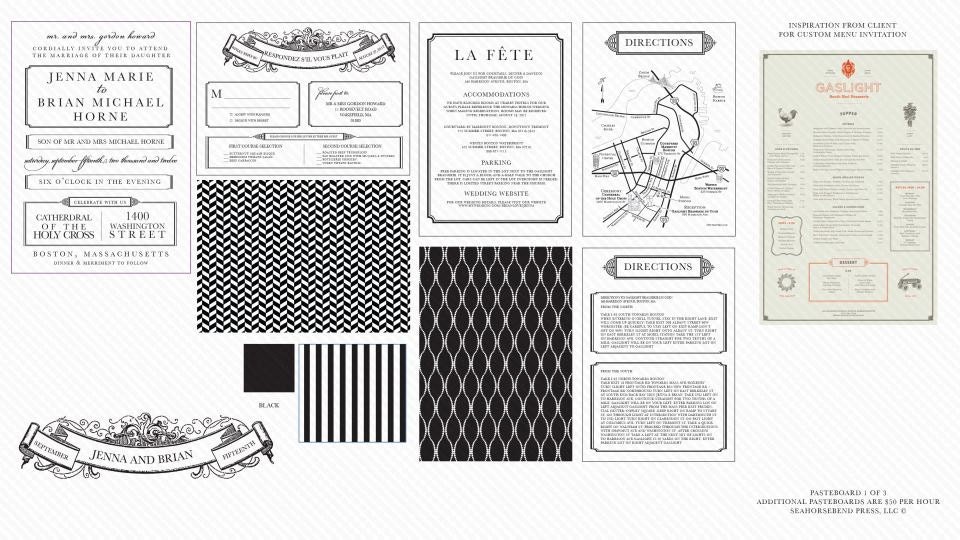 Wedding Invitation - Boston Bistro Menu Colletion