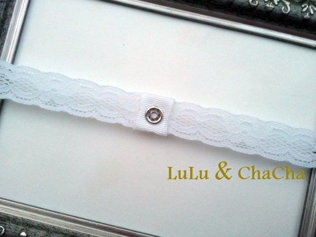 Interchangeable SNAP Headband--White  Lace