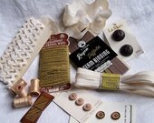 Vintage Brown and Cream Trims, Buttons, and Buckles