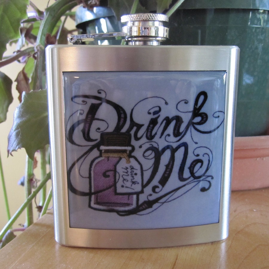 Alice In Wonderland DRINK ME Liquor Hip Flask