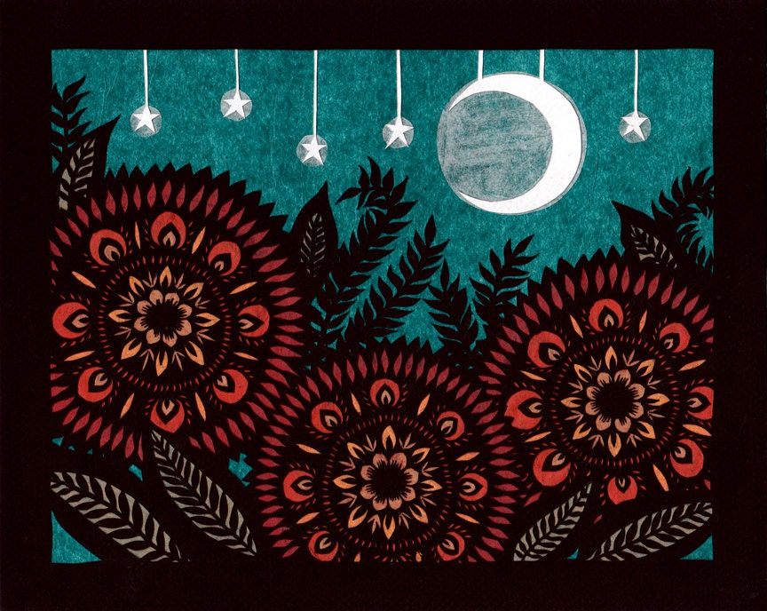 Setting Suns - Cut Paper Art Print
