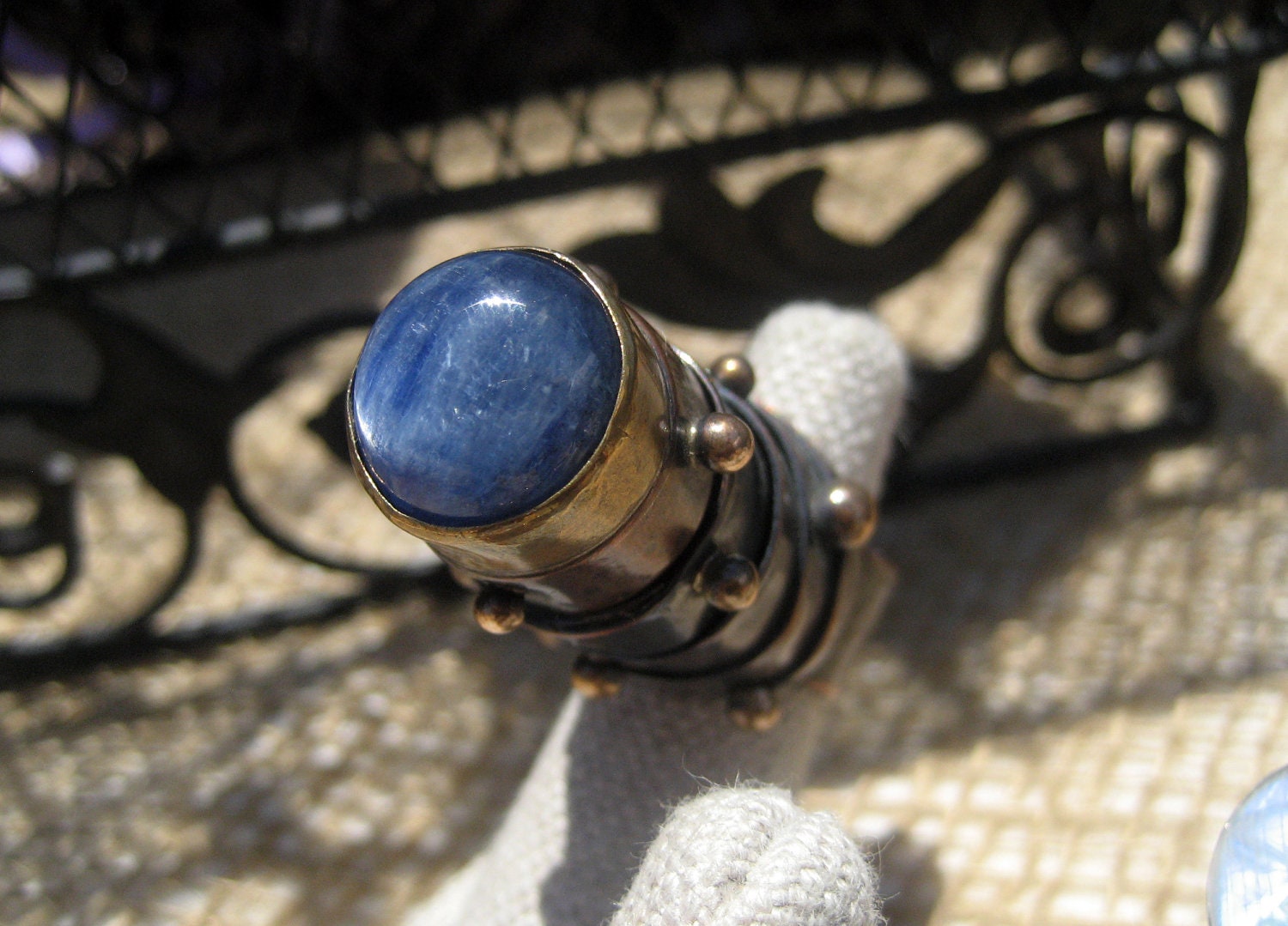 Poison Ring with Blue Kyanite, aka Hidden Treasure Ring, One Of A Kind, Mystical, Magical, Artisan Jewlery
