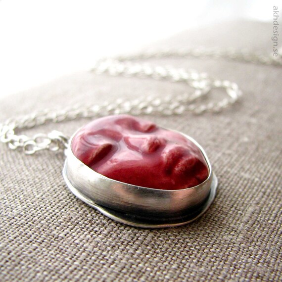 SALE 50 PERC.OFF Sterling silver face pendant by BlackDaisyDesigns