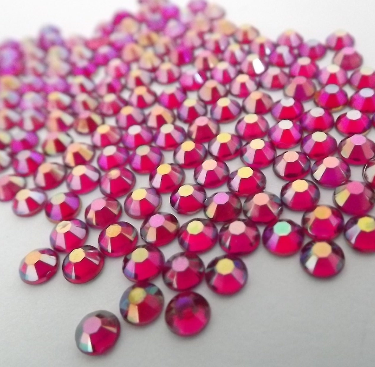 HOT PINK AB 16ss Acrylic Rhinestones 1 Gross 144 Pcs Flatback