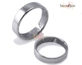 3mm/6mm Set of Two Sterling Silver Custom Wedding or Commitment Band with Double Fingerprint Tips