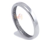 Narrow fingerprint ring -2.5mm Narrow Sterling Silver Custom Fingerprint Wedding band or Commitment Band