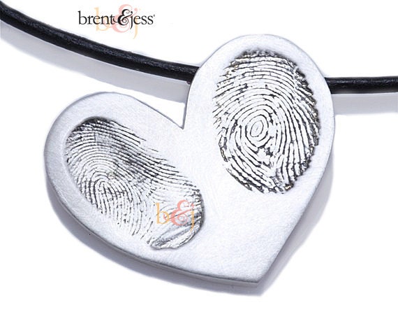 Sterling Silver Custom Fingerprint Heart Pendant